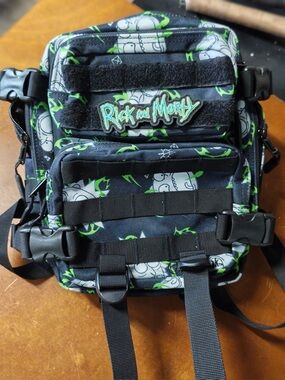 Rick and Morty Black & Green Crossbody Backpack